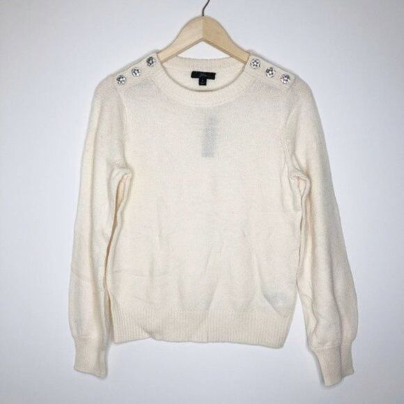 J. CREW Crewneck Sweater with Jeweled Buttons - Picture 1 of 9